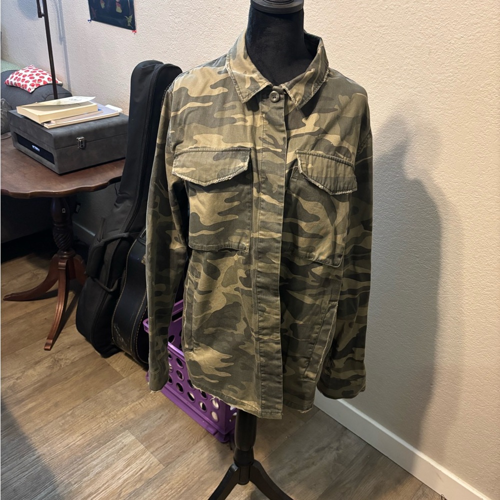 Topshop Olive Camouflage Utility Jacket